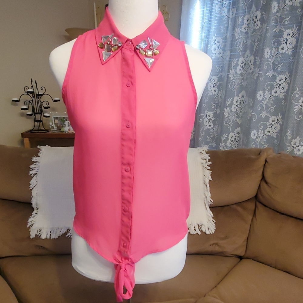 Sheer hot pink top